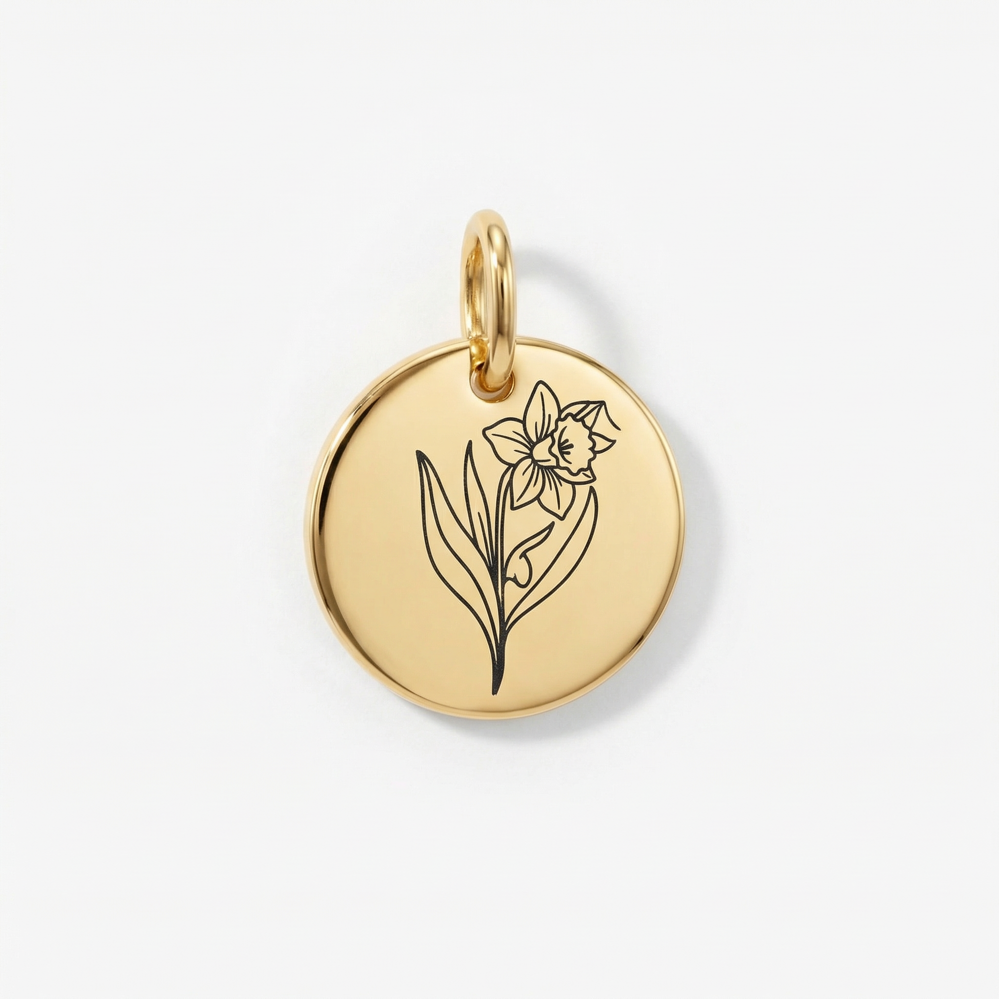 Birth Flower Pendant Necklace – 18K Gold Plated Rolo Chain – 18"