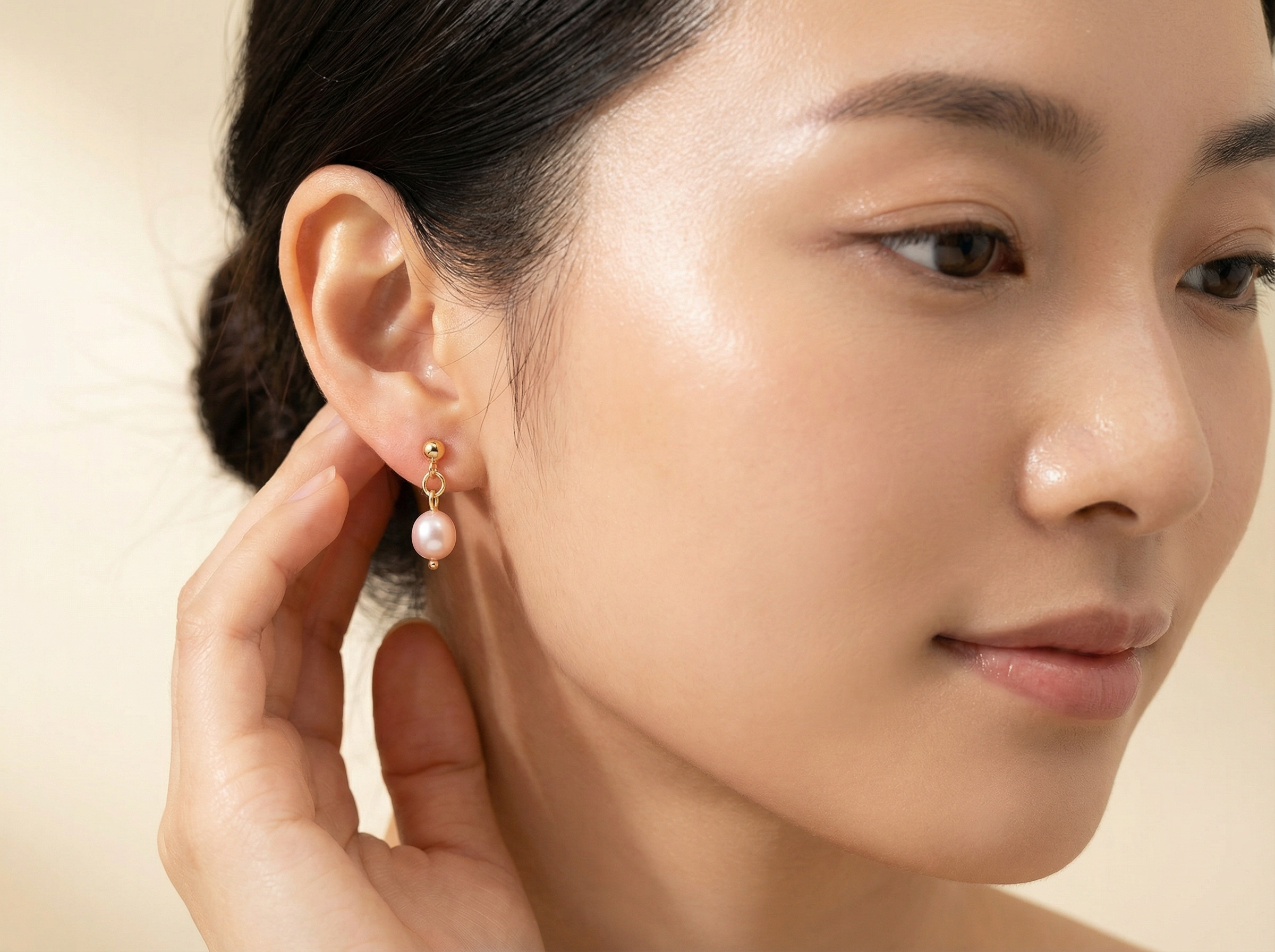 Freshwater Pearl Dangle Earrings – 18K Gold Plated Setting – Hypoallergenic Studs