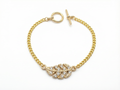 Crystal Leaf Chain Bracelet – 18K Gold Plated Toggle Clasp – 7"