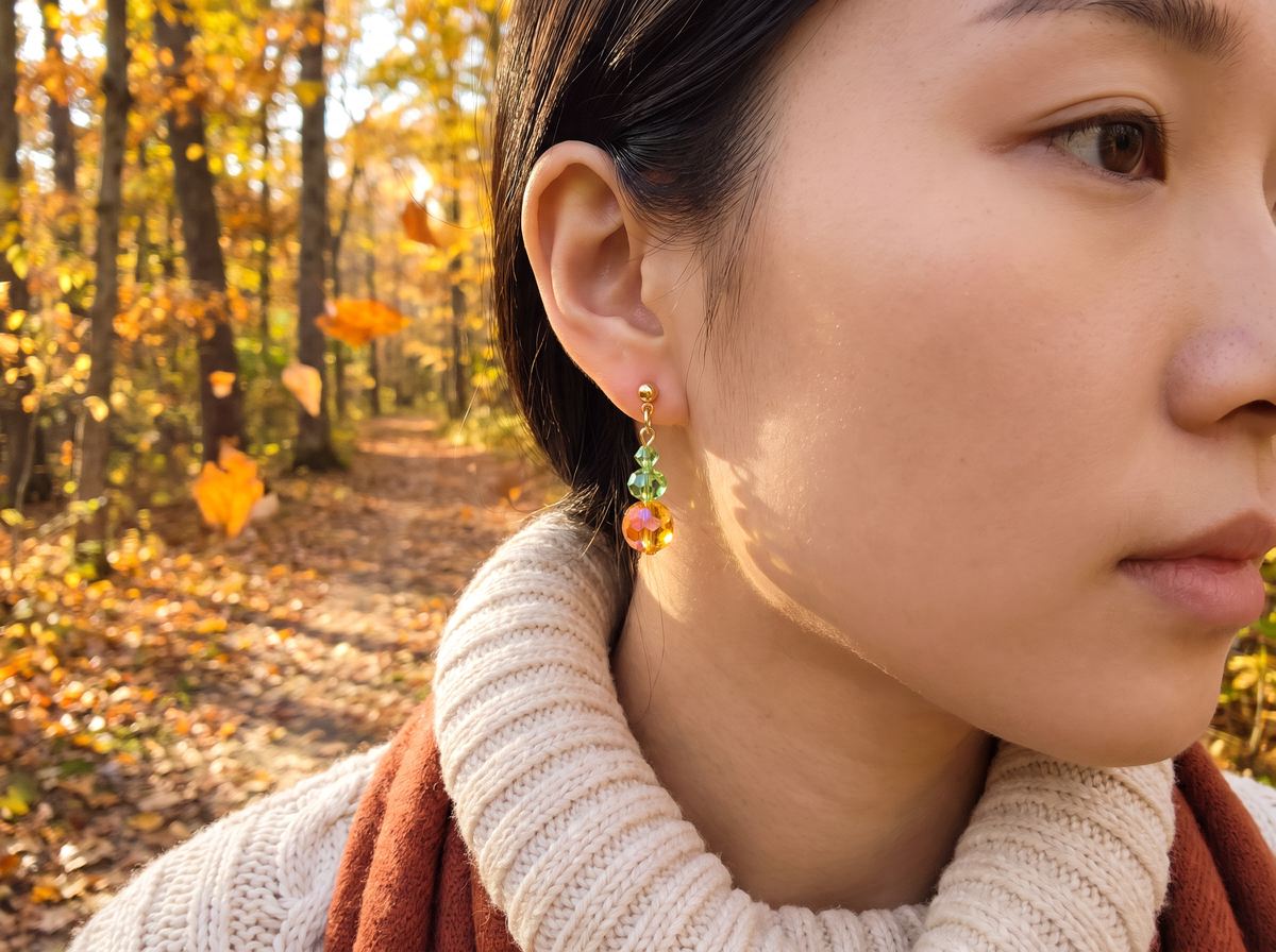 Crystal Pumpkin Dangle Earrings – 24K Gold Plated