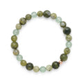 Prehnite & Green Fluorite Bead Bracelet – Rose Gold Accent – 7.5" Stretch