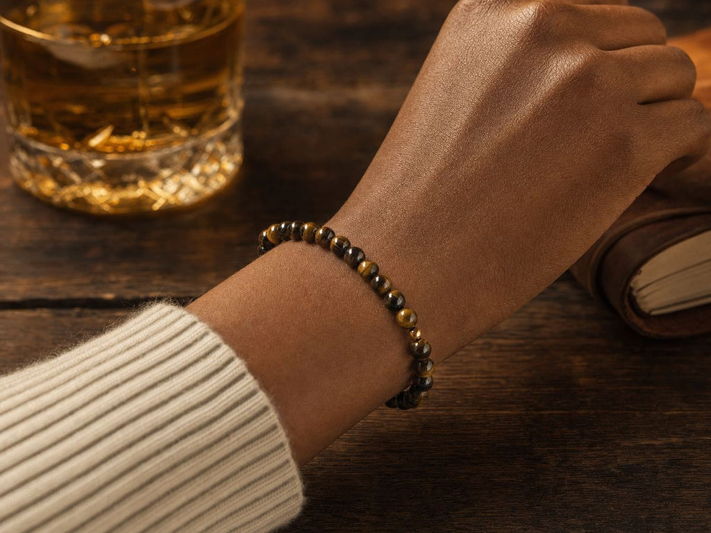 Tiger's Eye Bead Bracelet – Gold Accent – 7.5"