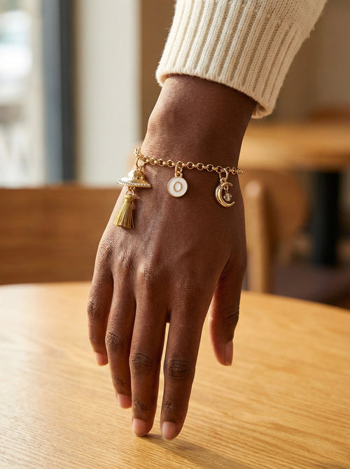 18K Gold Plated UFO Charm Bracelet - Model Shot