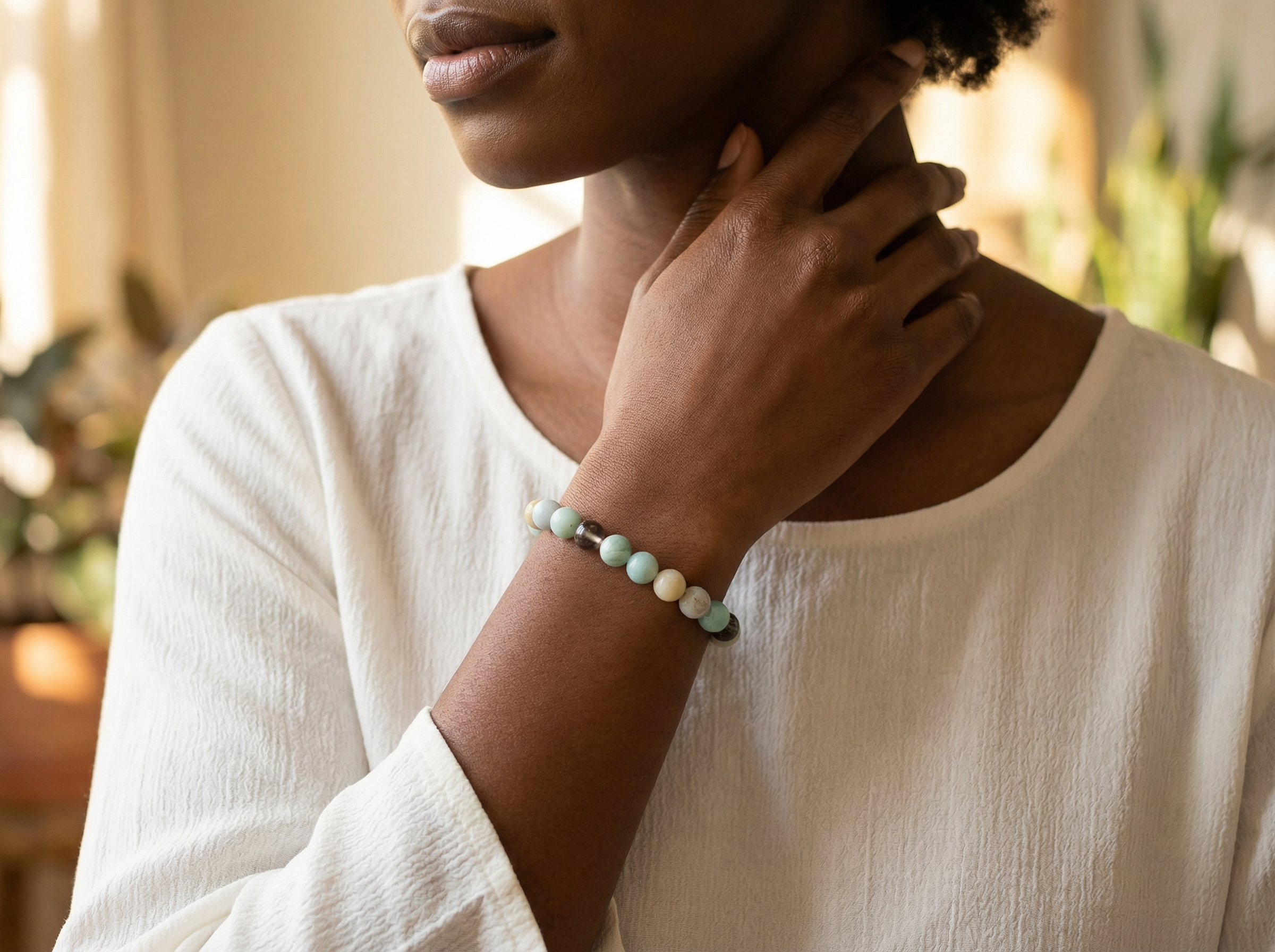 Amazonite Natural Stone Bead Bracelet – 8mm – 7.5" Stretch