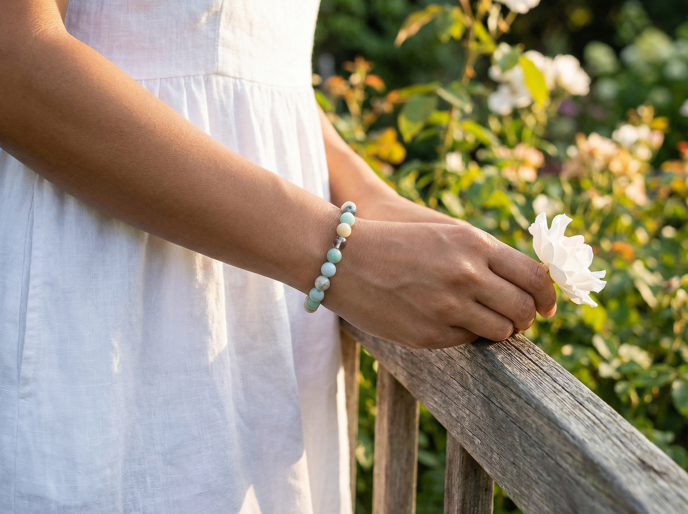 Amazonite Natural Stone Bead Bracelet – 8mm – 7.5" Stretch
