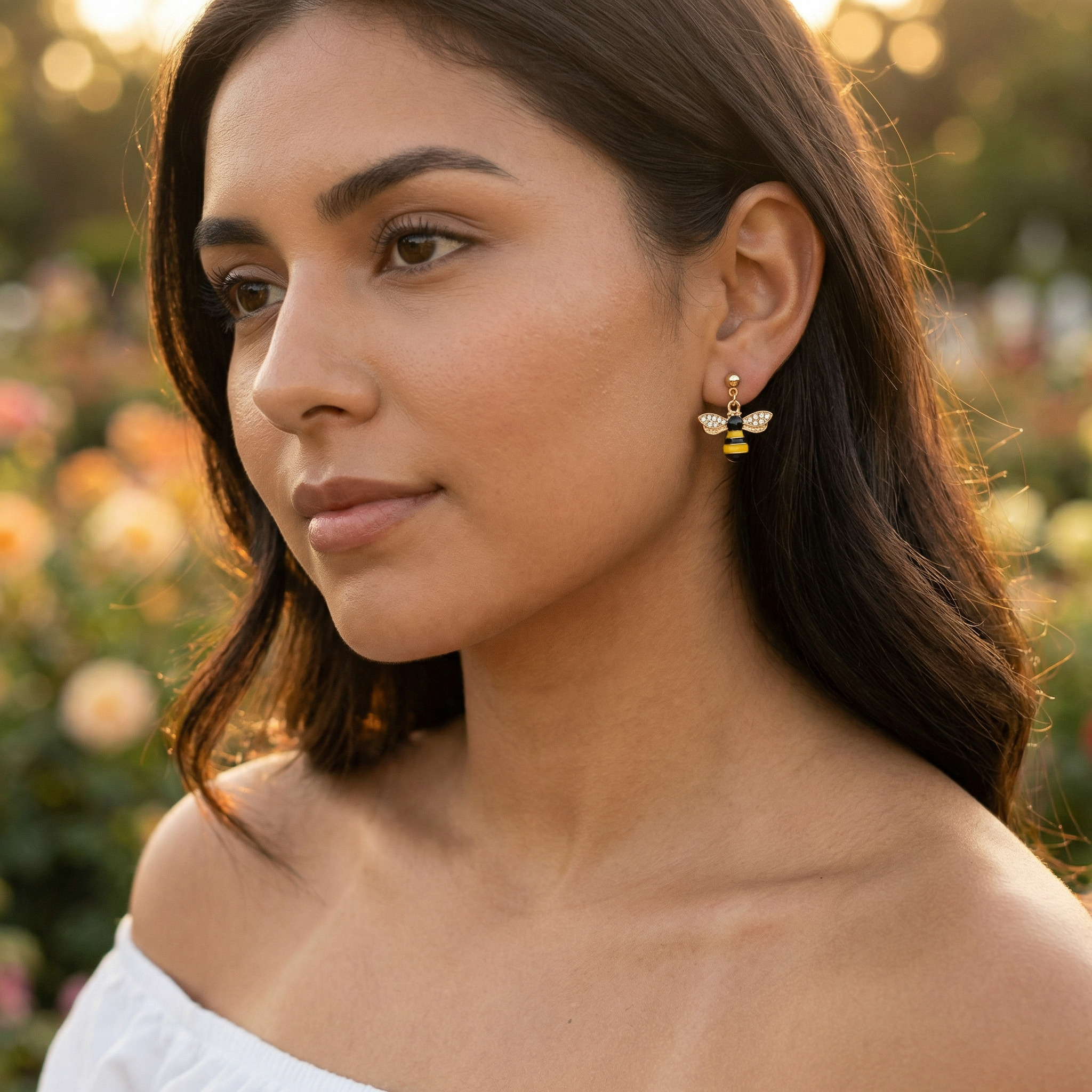 Gold-Tone Bling Bee Earrings – Hypoallergenic