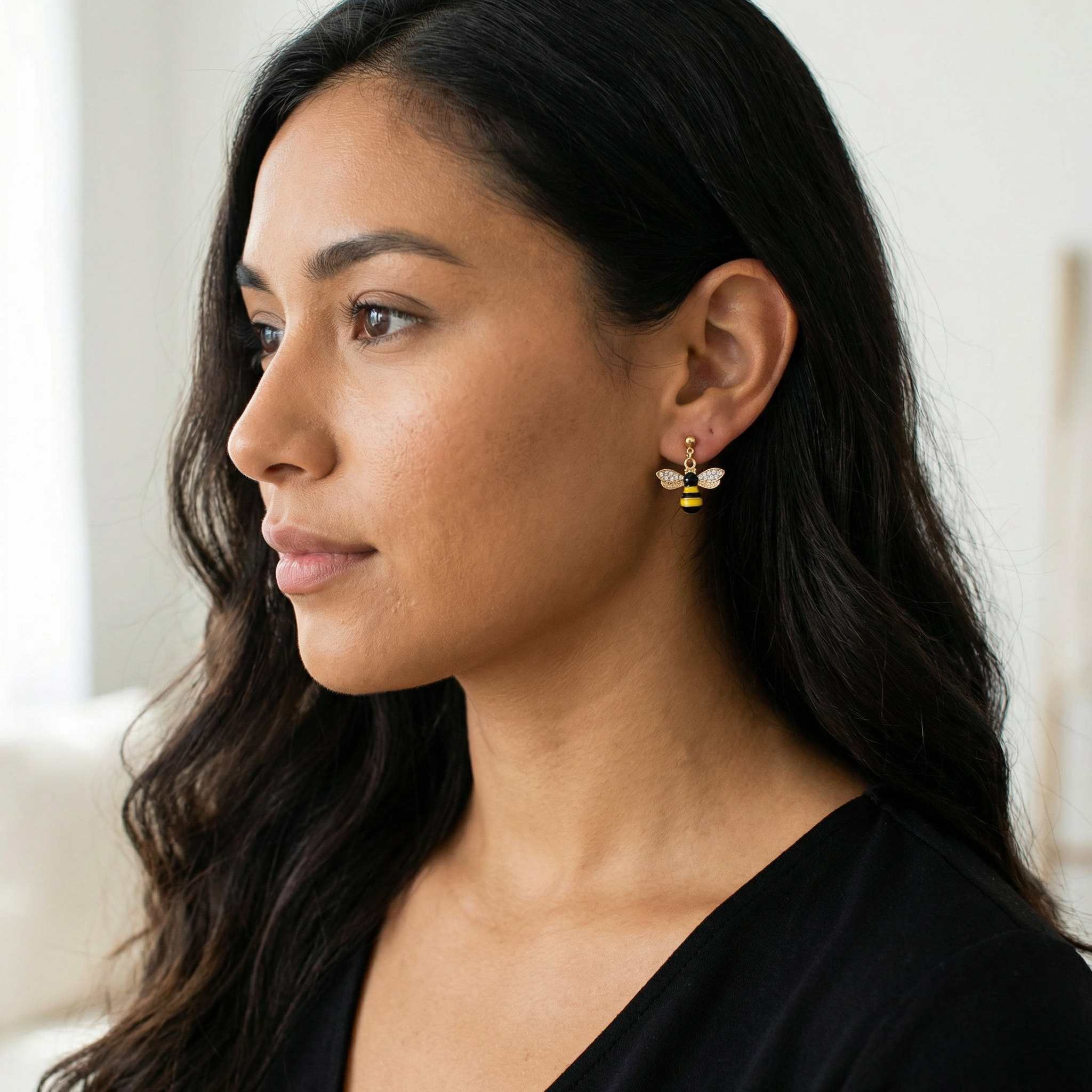 Gold-Tone Bling Bee Earrings – Hypoallergenic
