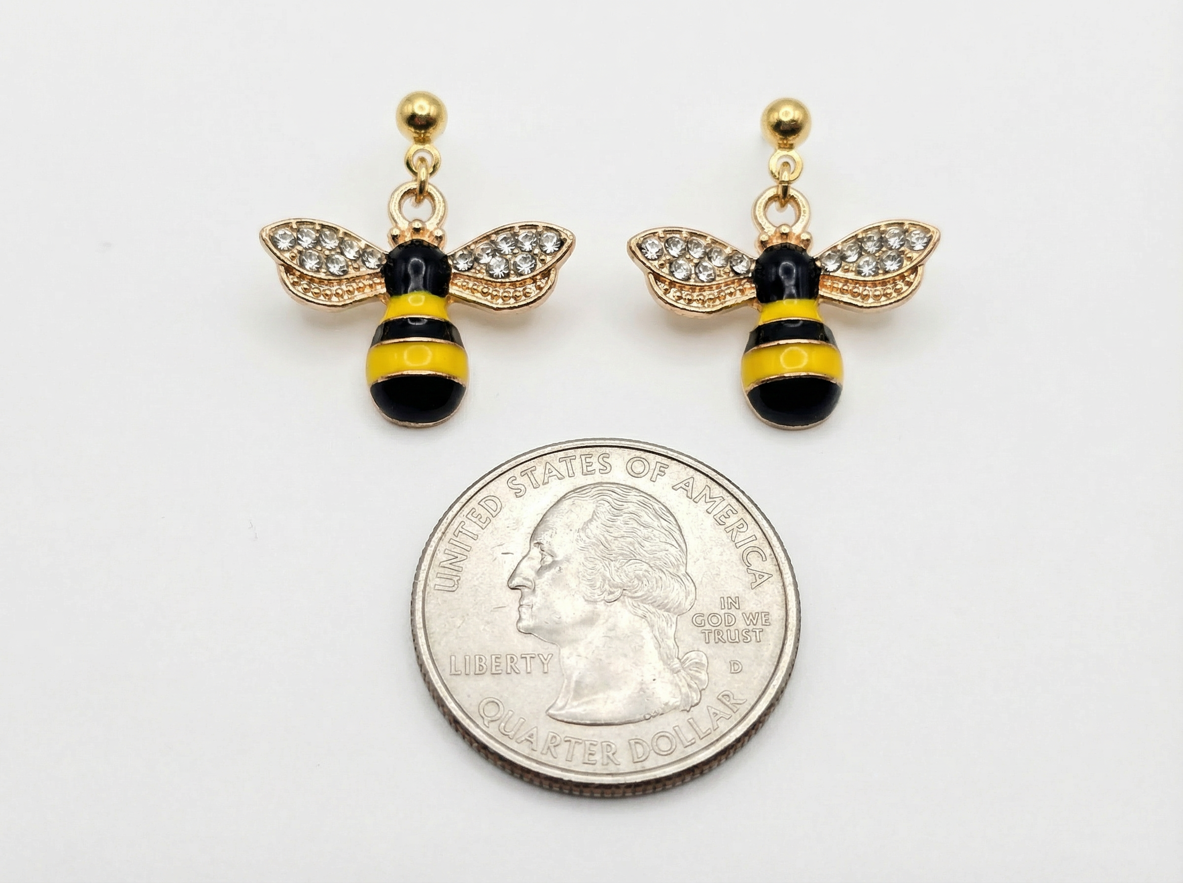 Gold-Tone Bling Bee Earrings – Hypoallergenic
