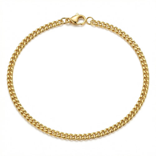 18K Gold-Plated Micro Cuban Link Bracelet - White Background