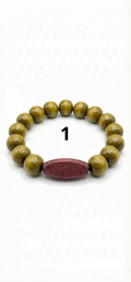 Wooden Bead Bracelet #1 - Red Accent Bead