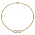 Infinity Bling Necklace - 16in Gold Rolo Chain - White Background