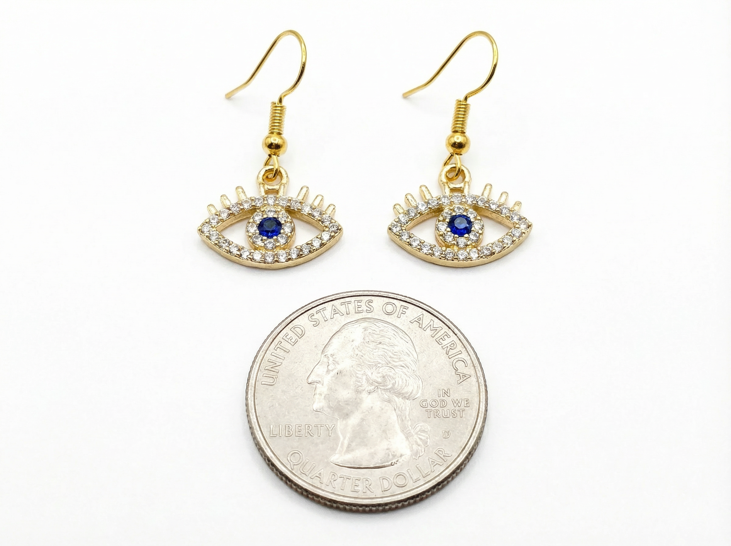 Gold-Tone Iced Evil Eye Talisman Earrings – Hypoallergenic
