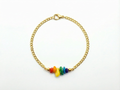 Rainbow Chip Stone Bead Bracelet – 18K Gold Plated Micro Cuban Chain – 7.5"