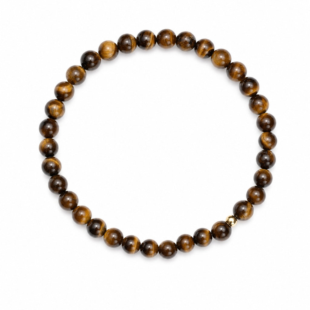 Tiger's Eye Bead Bracelet – Gold Accent – 7.5"