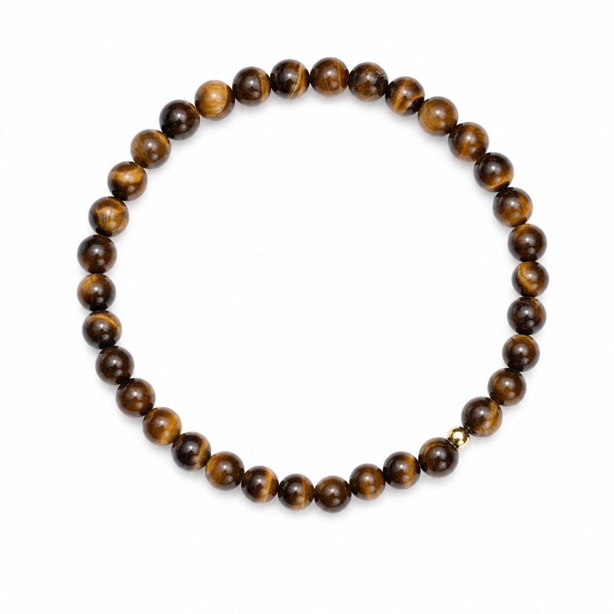 Tiger's Eye Bead Bracelet – Gold Accent – 7.5"