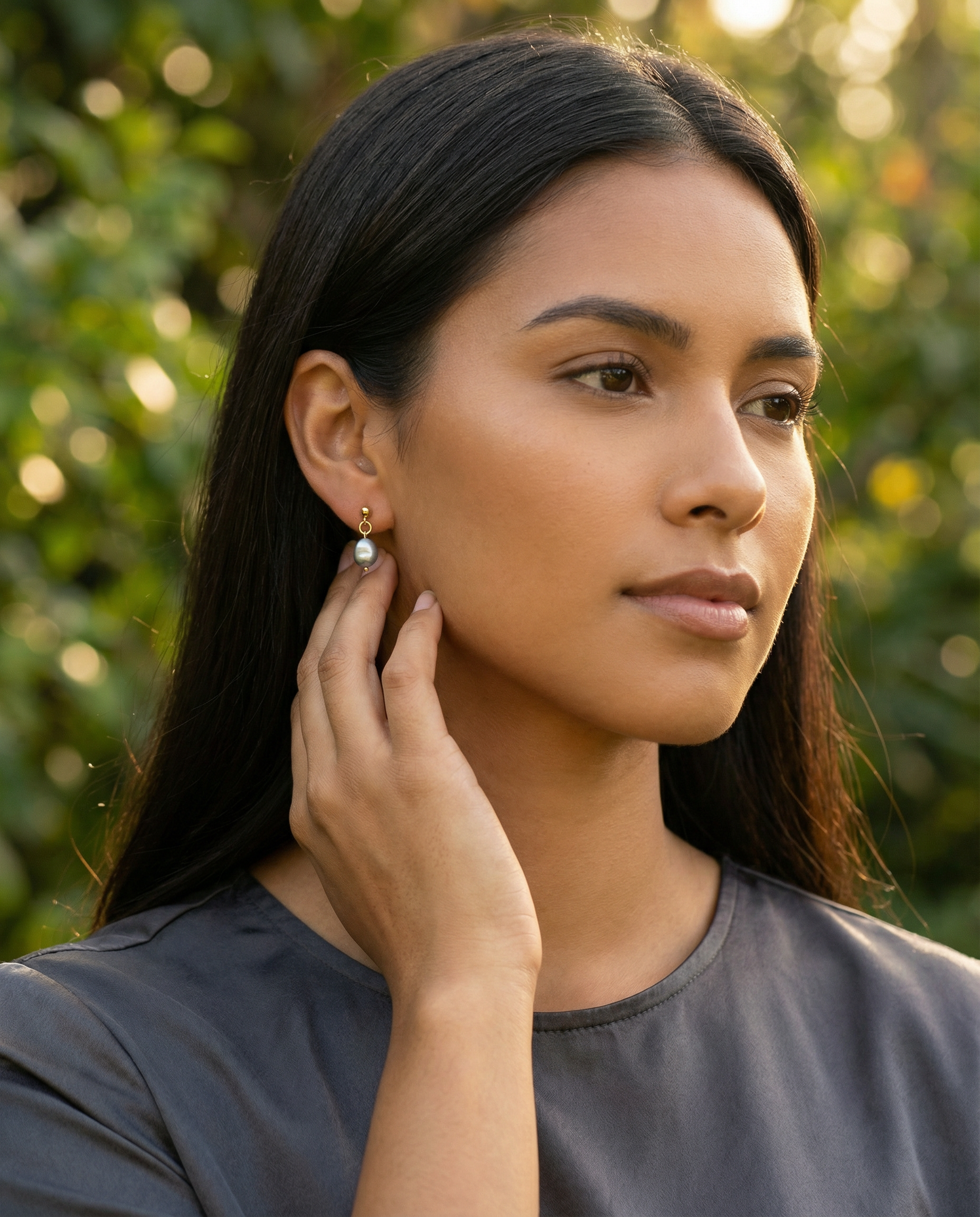 Freshwater Pearl Dangle Earrings – 18K Gold Plated Setting – Hypoallergenic Studs