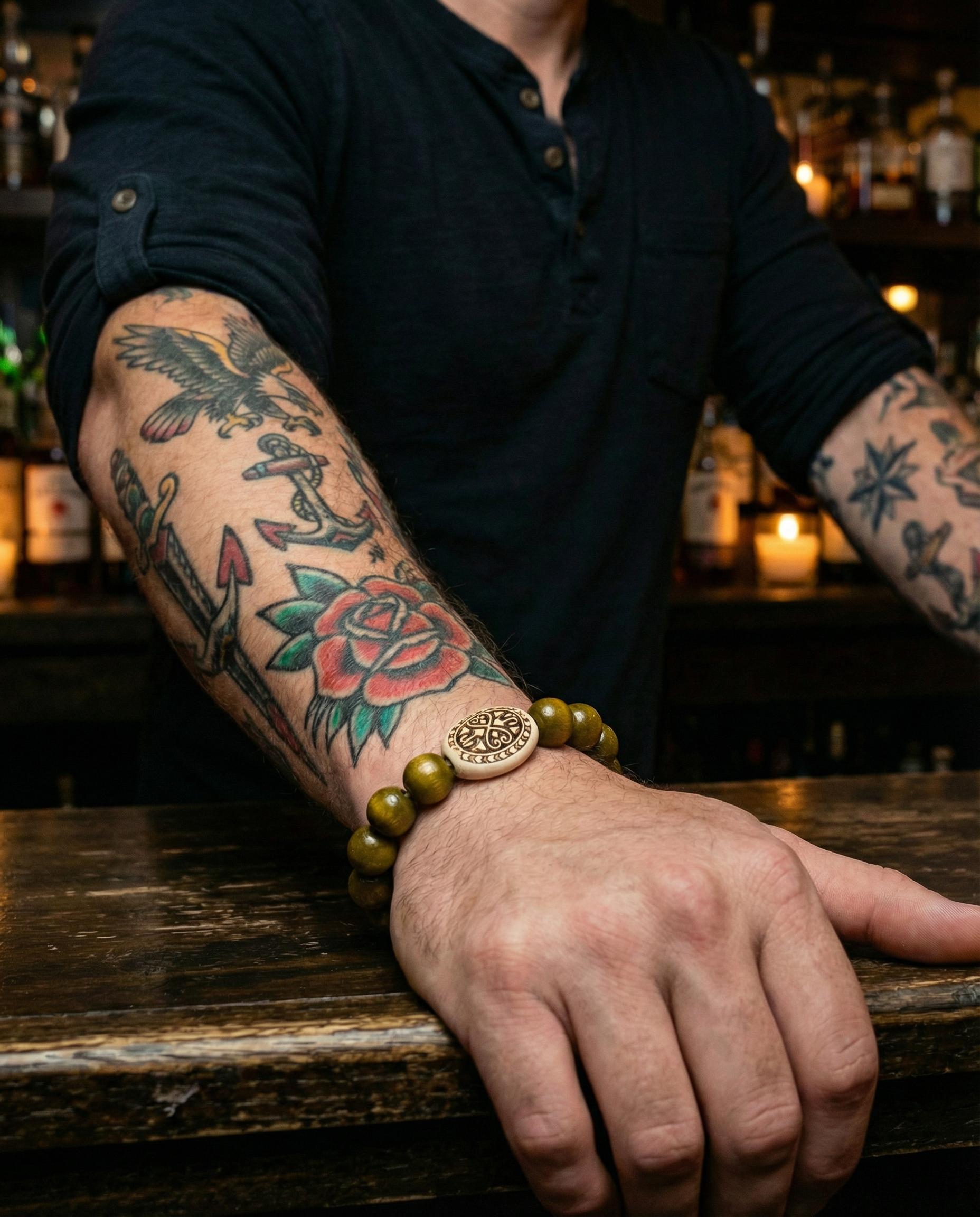 Wooden Bead Bracelet - Model Bar Setting