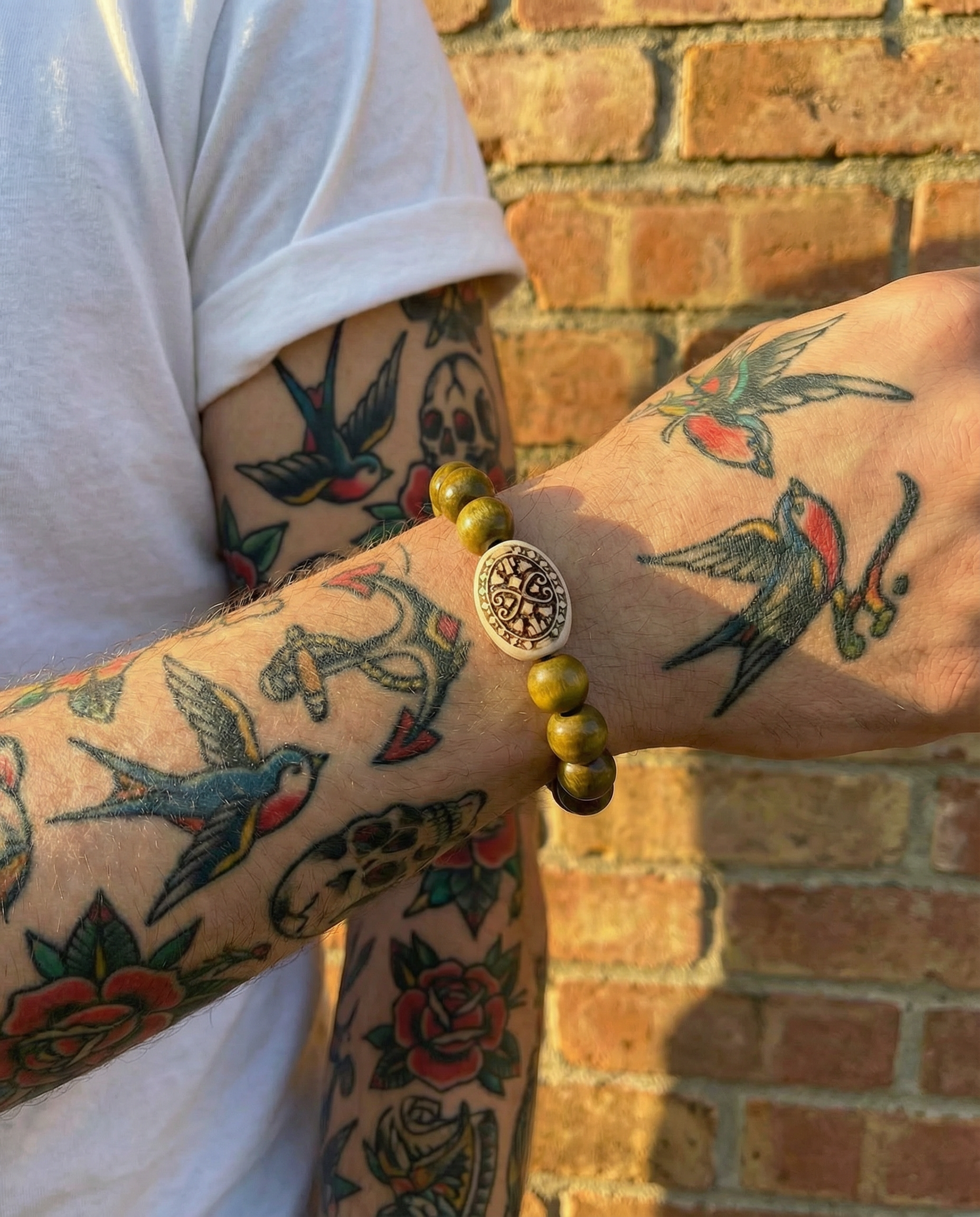Wooden Bead Bracelet - Model Brick Wall Outdoor
