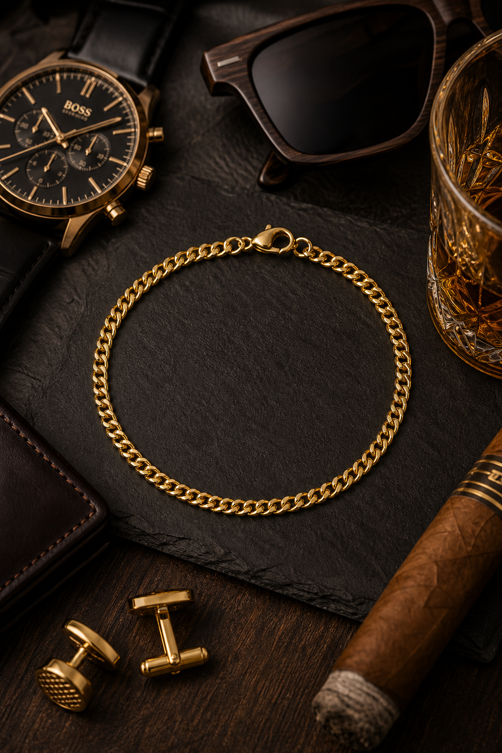 18K Gold-Plated Micro Cuban Link Bracelet (7–8 Inch)