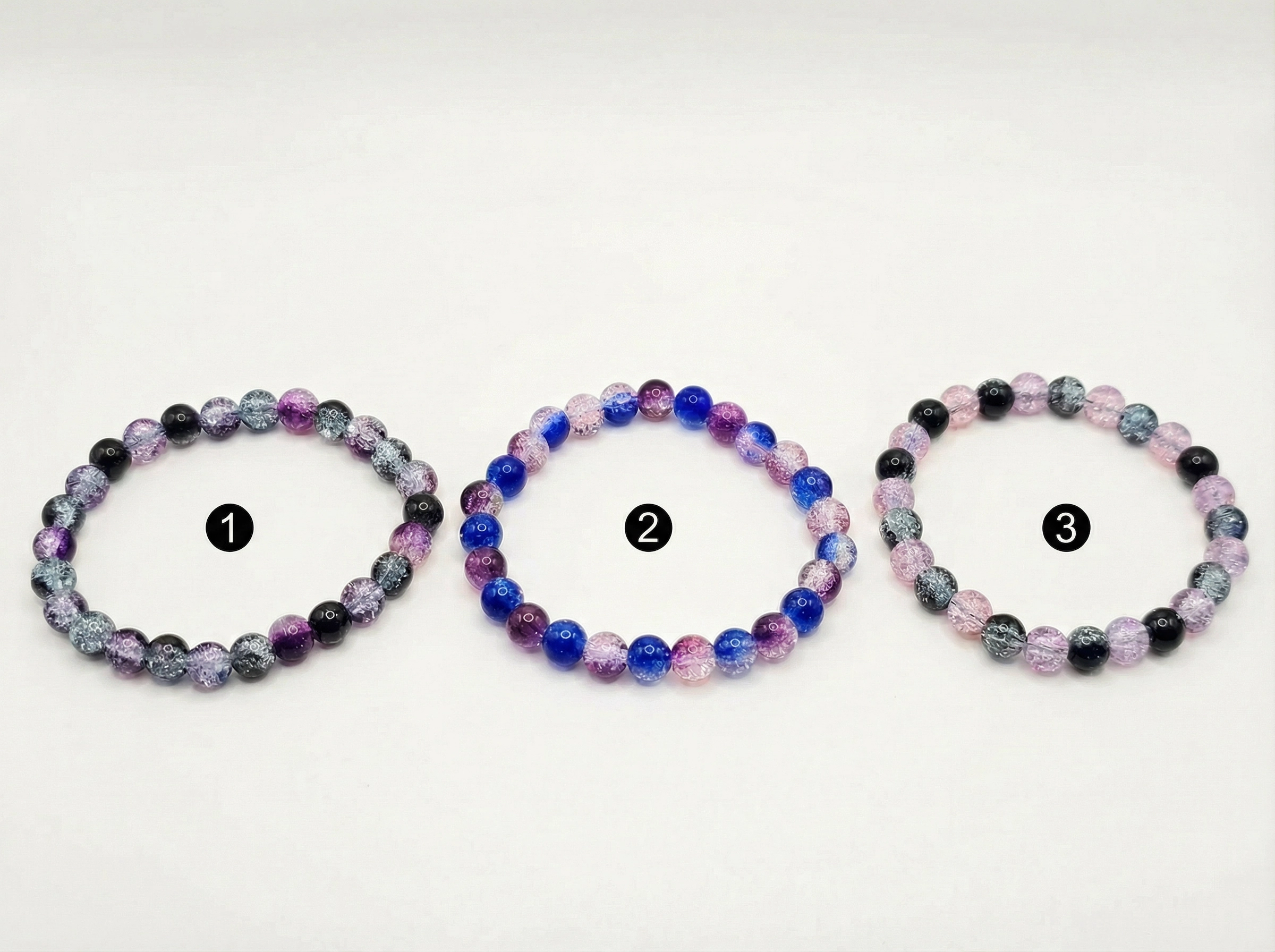 Midnight Glass Bead Bracelets – 6mm Stretch Bracelet – Choose Your Style