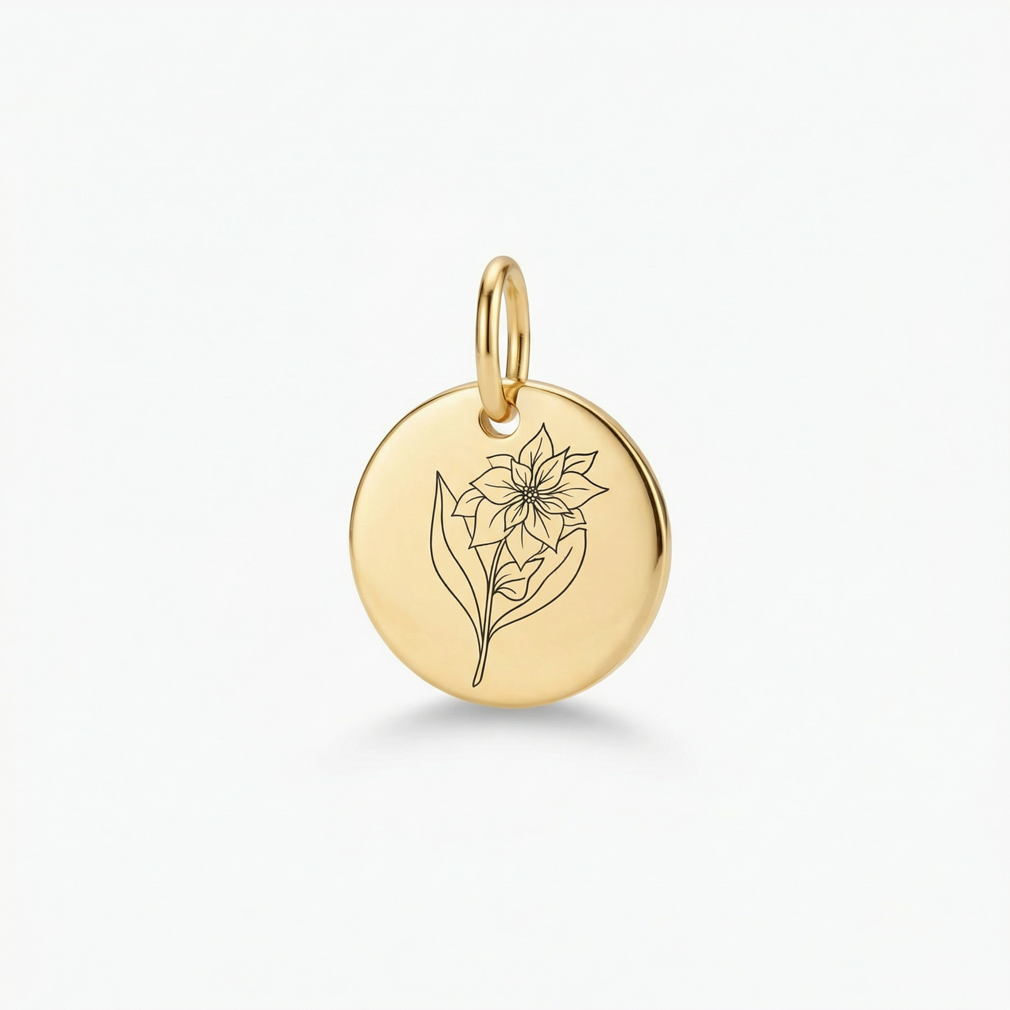 Birth Flower Pendant Necklace – 18K Gold Plated Rolo Chain – 18"