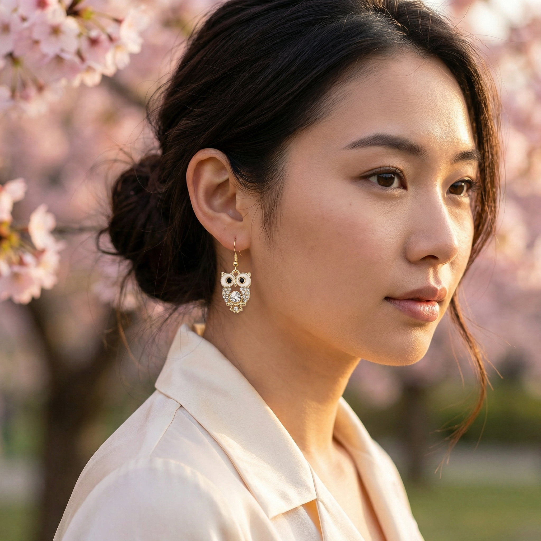 Sparkling Owl Dangle Earrings – Hypoallergenic