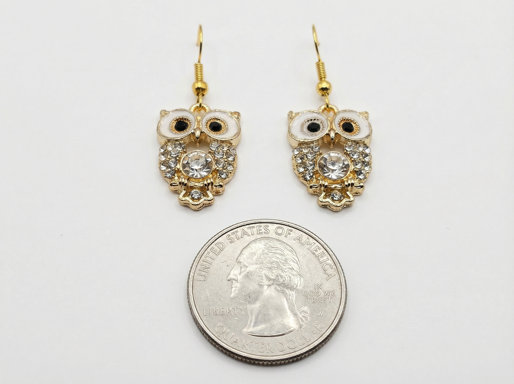 Sparkling Owl Dangle Earrings – Hypoallergenic