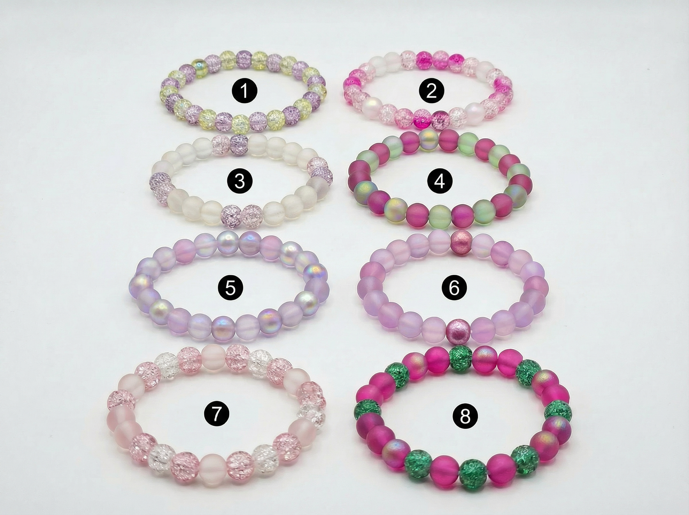 Pink Glass Bead Bracelets – 6mm Stretch Bracelet – Choose Your Style