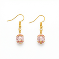 Pink Floral Glass Bead Earring & Bracelet Set – 18K Gold Plated – Cuban Link Chain