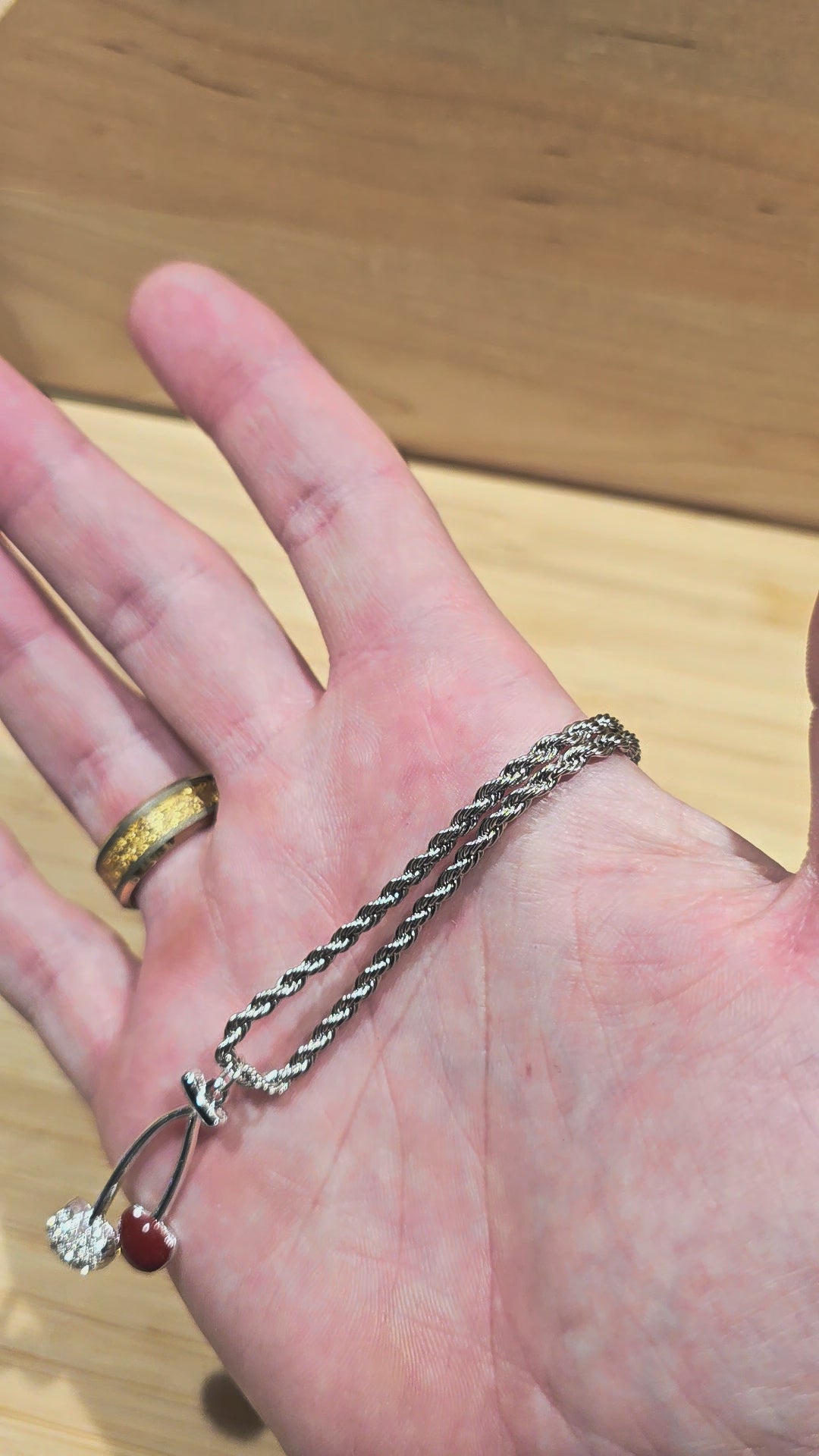 Stainless DC Rope Cherry Necklace