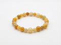 Yellow Jade Bead Bracelet – Gold Accent – 7.5" Stretch
