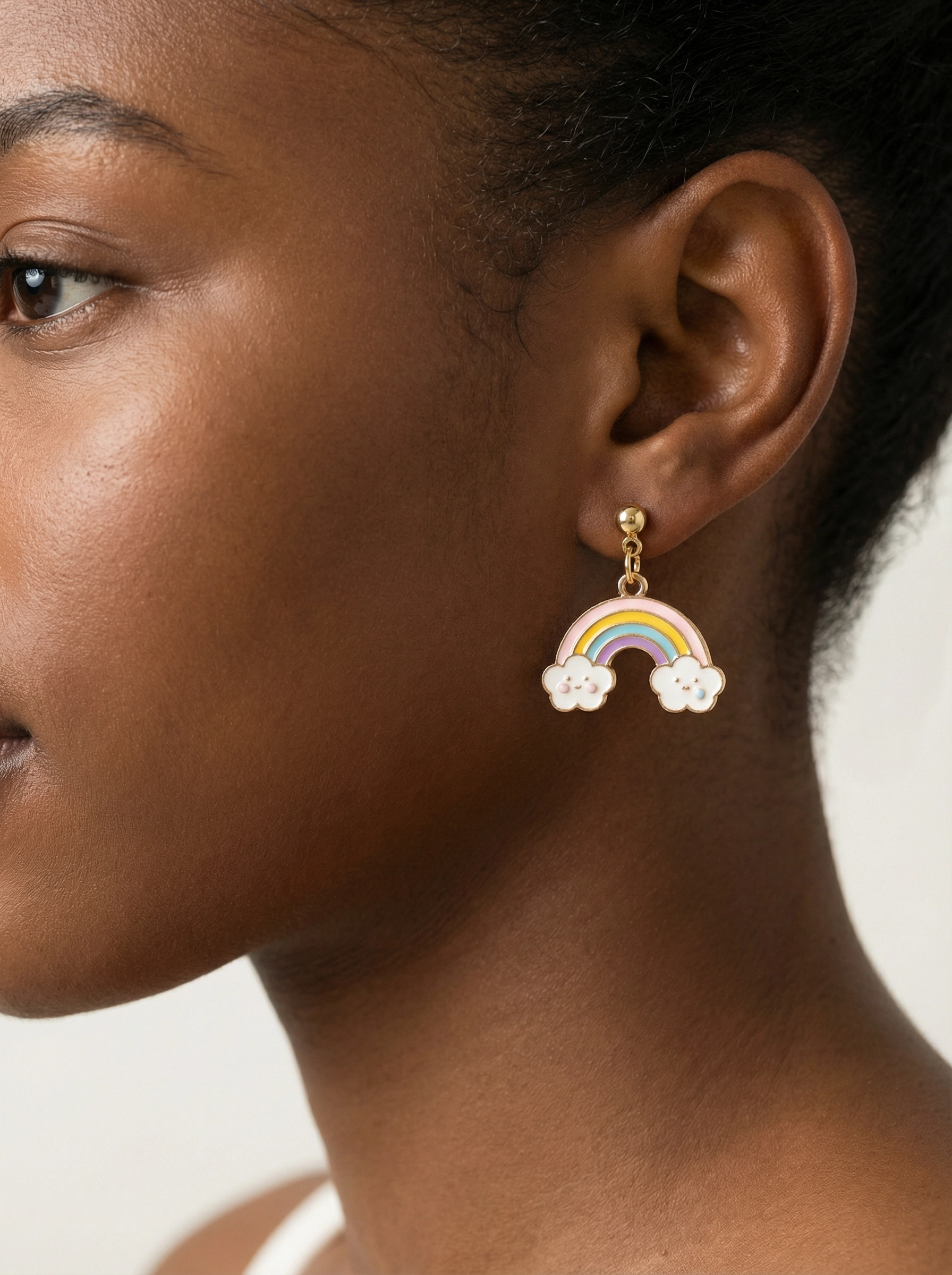 Rainbow Cloud Dangle Stud Earrings – 18K Gold Plated – Hypoallergenic