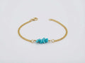 Turquoise Stone Bracelet & Earring Set – 18K Gold Plated Micro Cuban – Adjustable 7.25"–8"