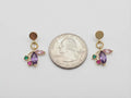 Gold-Tone Floral Gem Cluster Dangle Earrings – Multicolor Crystal – Hypoallergenic –