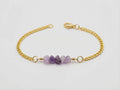 Amethyst Stone Bracelet & Earring Set – 18K Gold Plated Micro Cuban – Adjustable 7.25"–8"