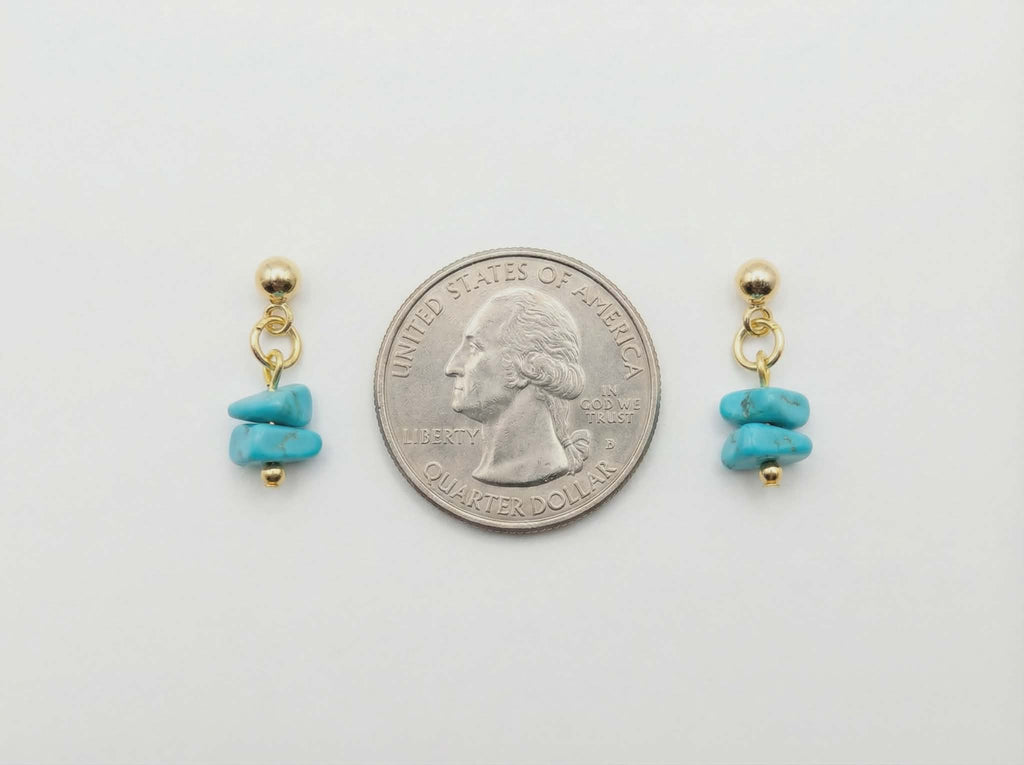 Turquoise Stone Bracelet & Earring Set – 18K Gold Plated Micro Cuban – Adjustable 7.25"–8"