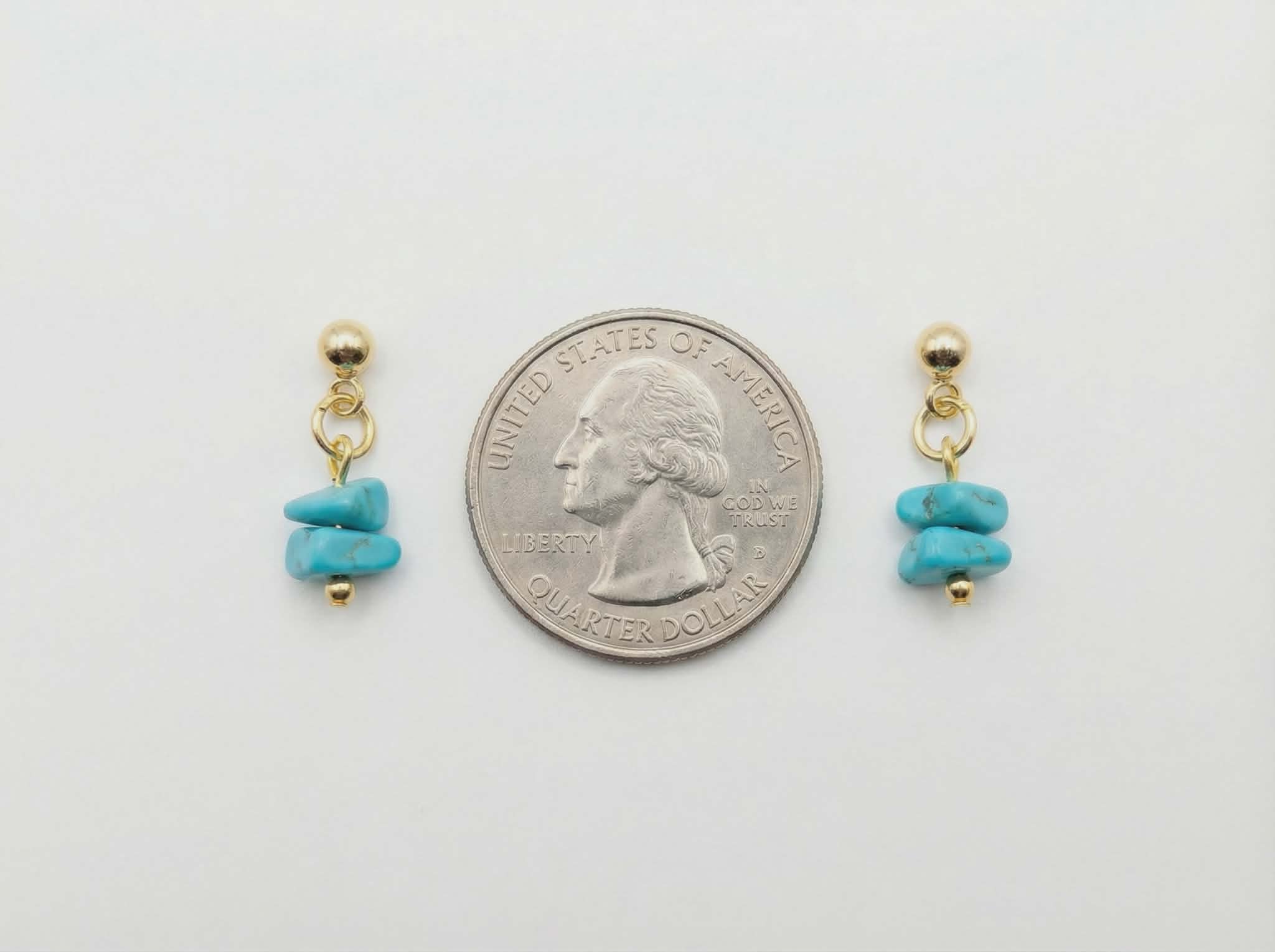 Turquoise Stone Bracelet & Earring Set – 18K Gold Plated Micro Cuban – Adjustable 7.25"–8"