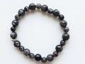 Larvikite (Black Labradorite) Bead Bracelet – Silver Accent – 7.5" Stretch