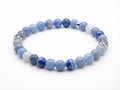 Blue Aventurine & Moonstone Bead Bracelet – Silver Accents – 7.5" Stretch