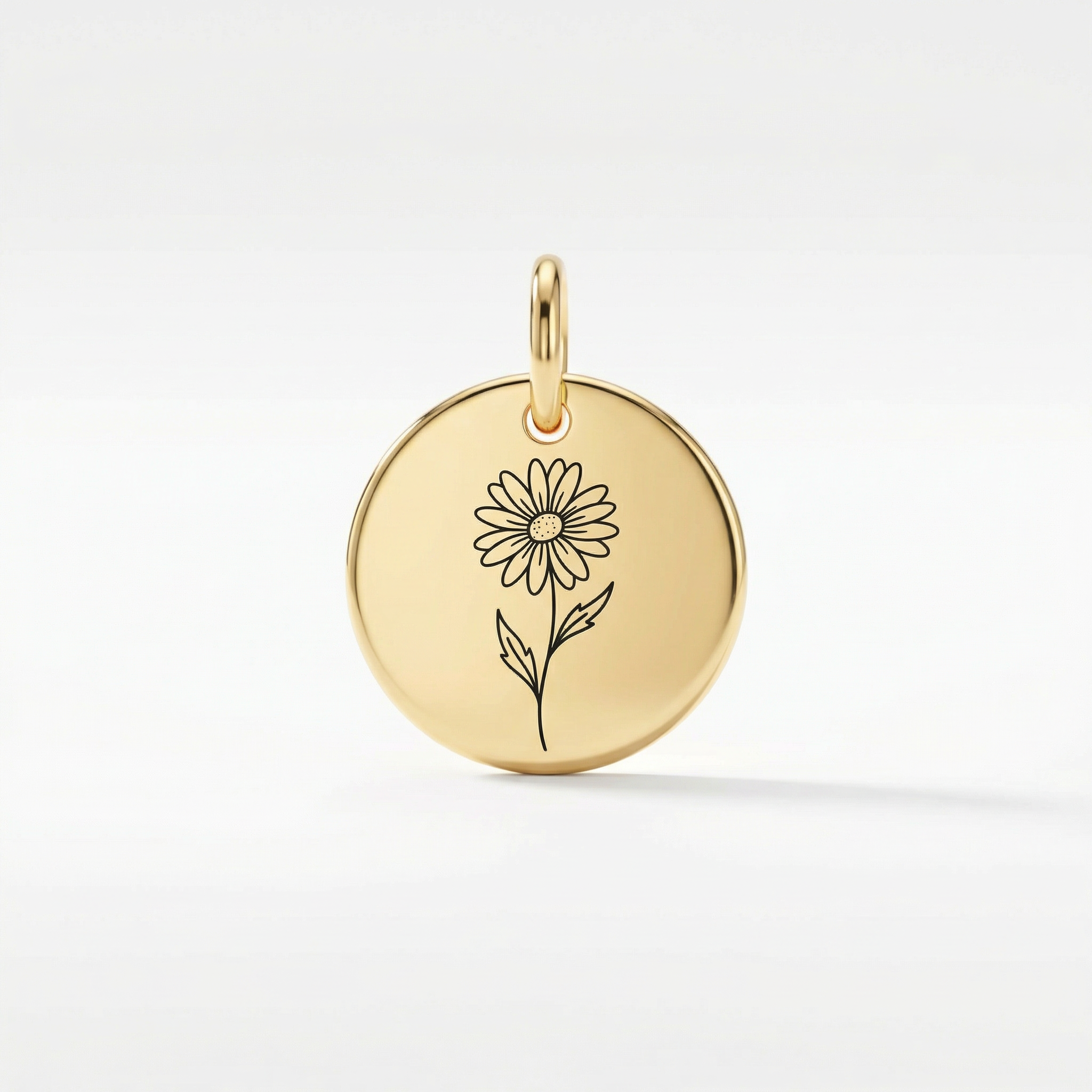 Birth Flower Pendant Necklace – 18K Gold Plated Rolo Chain – 18"