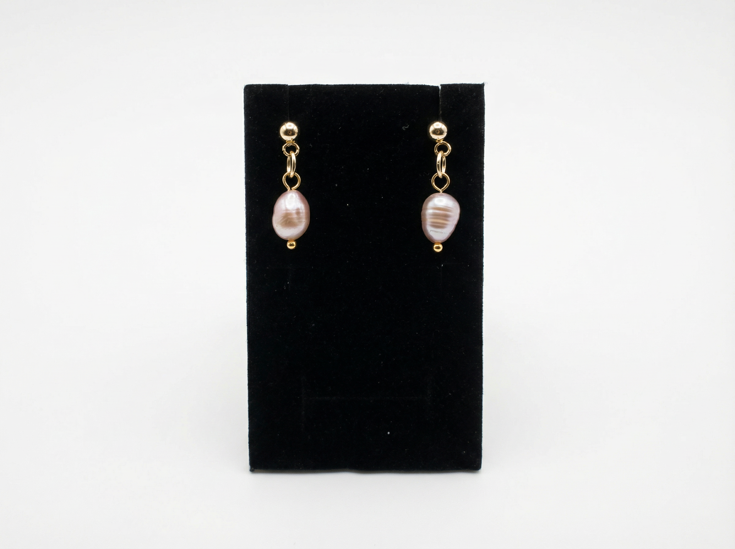 Freshwater Pearl Dangle Earrings – 18K Gold Plated Setting – Hypoallergenic Studs